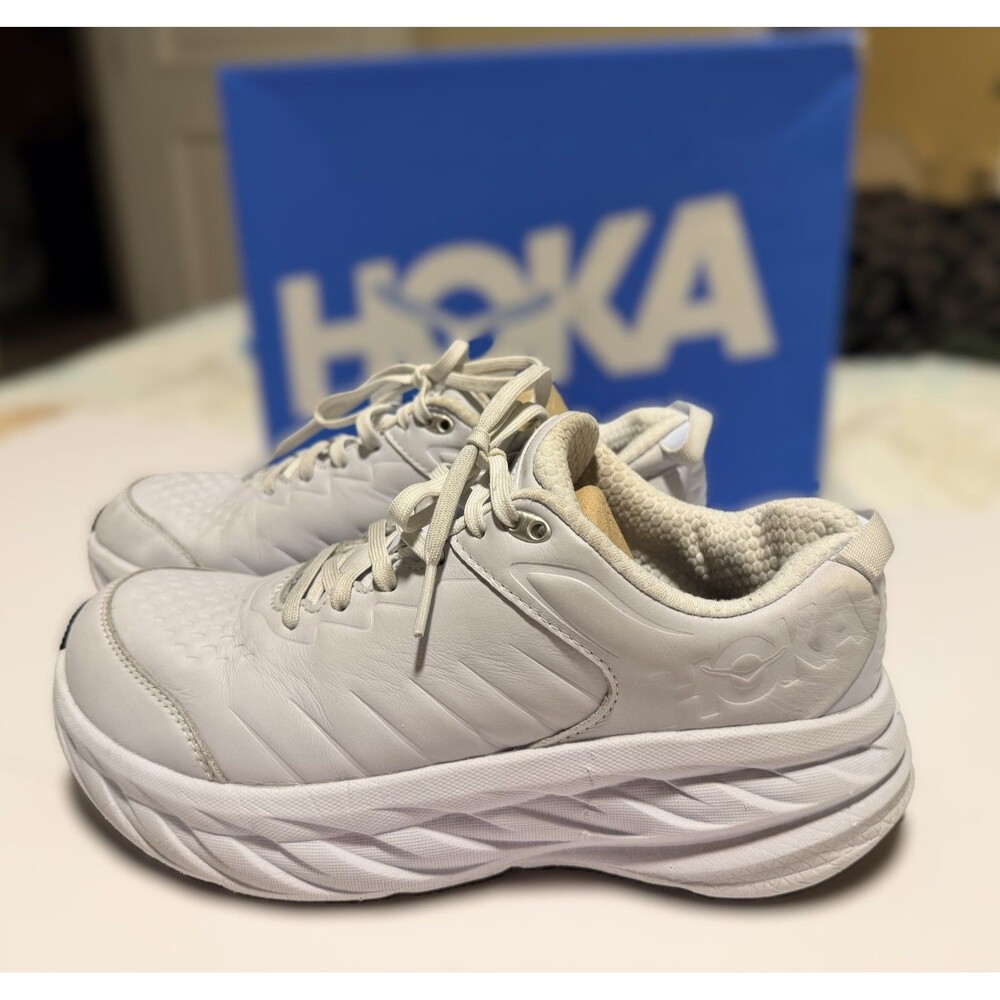 Hoka One One Bondi SR White Leather Walking Shoes - Women's Size 9